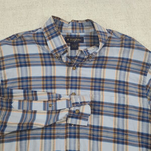 Brooks Brothers Woven In Italy Multicolor Plaid Shirt 100% Cotton Large Navy